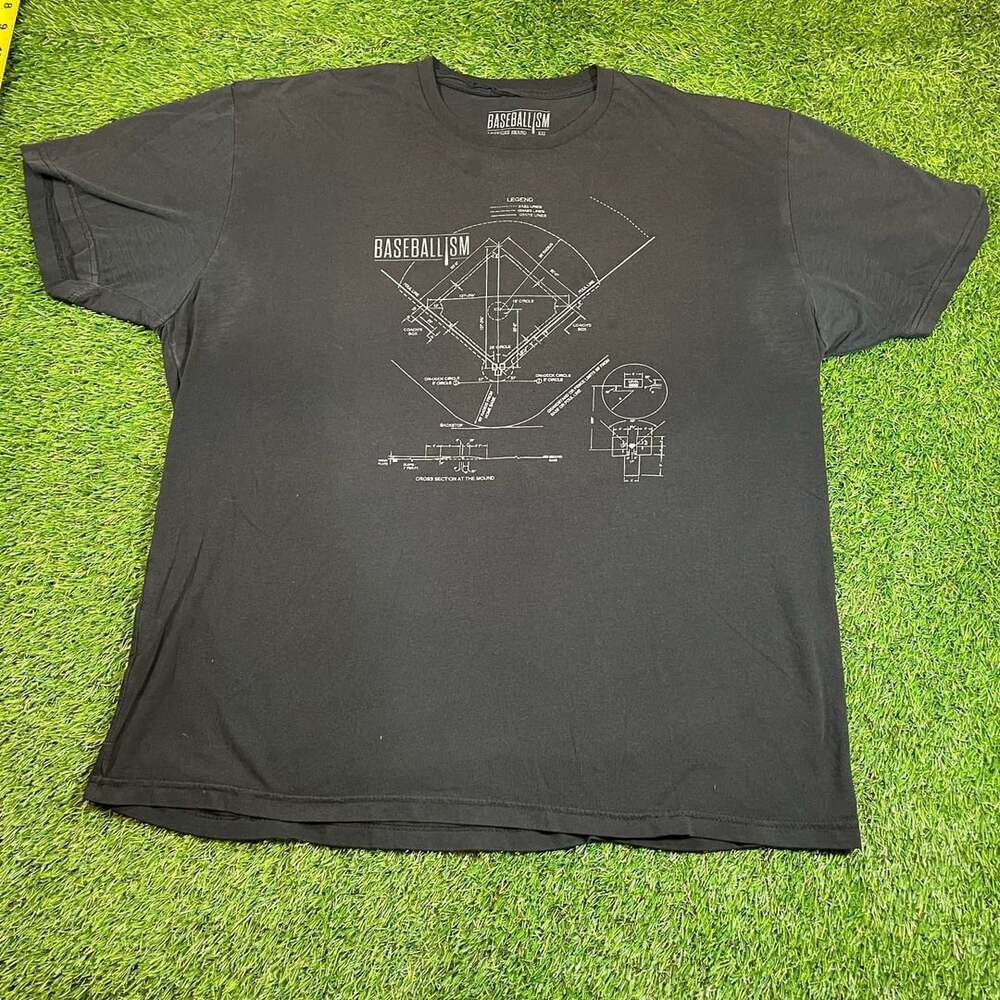Baseballism Blueprint Baseball Diamond Diagram Graphic T-Shirt Black Men's